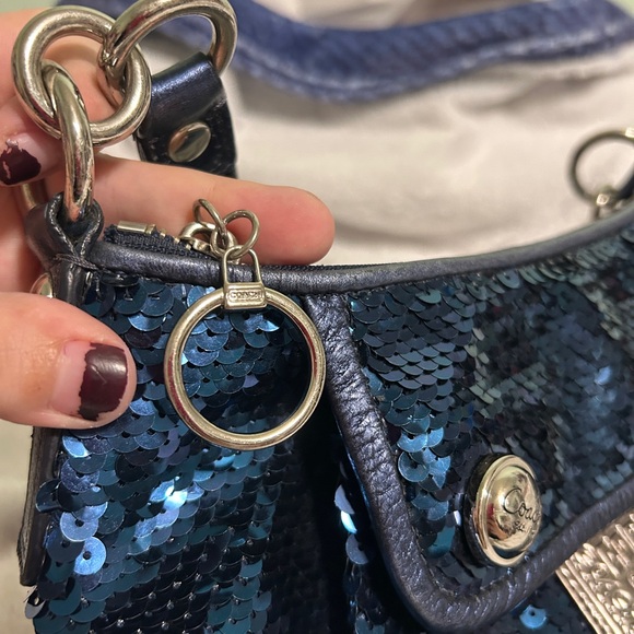 Blue Sequin Coach Poppy Sholder Bag - Picture 6 of 15